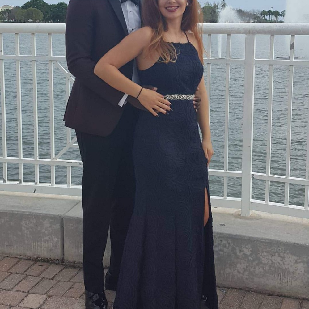 Trixxi Juniors Long Navy Blue Formal Dress Size 5